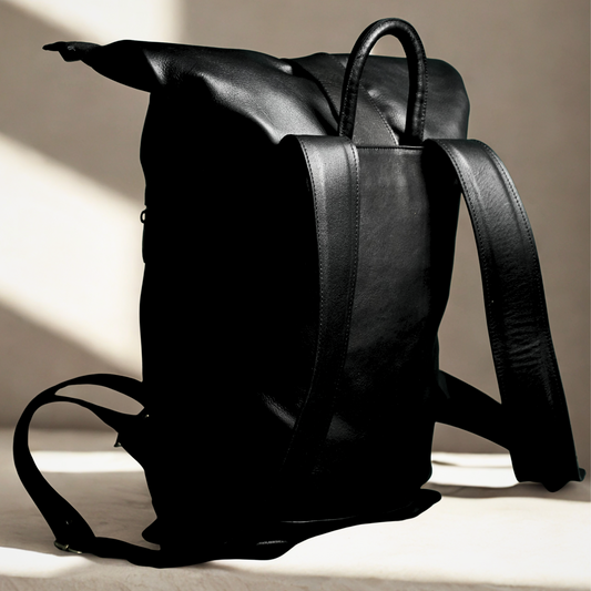 Sac à Dos en Cuir Noir Fait Main
