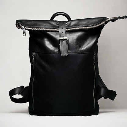 Sac à Dos en Cuir Noir Fait Main